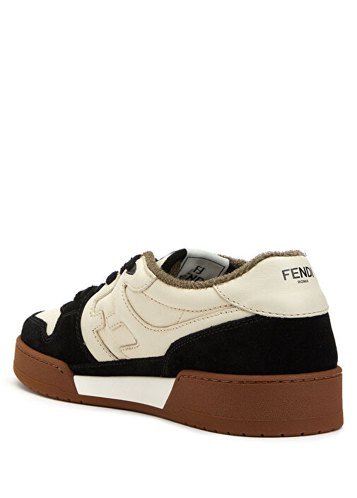 Beyaz Siyah Logolu Erkek Deri Sneaker - Görsel 4