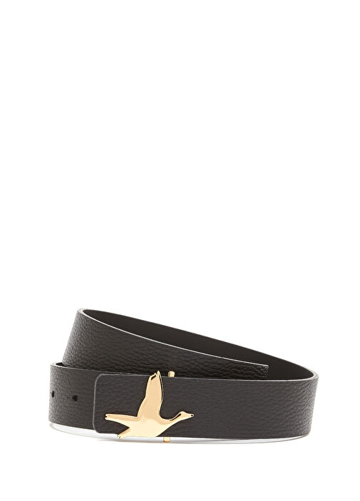 Siyah Kaz Logo Kadın Deri Kemer