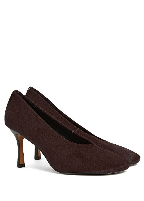 Bordo Deri Topuklu Ayakkabı - Görsel 3