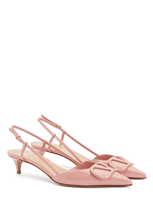 VLogo Pembe Deri Topuklu Ayakkabı - Görsel 3