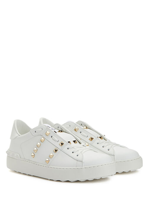 Rockstud Untitled Beyaz Kadın Deri Sneaker - Görsel 3