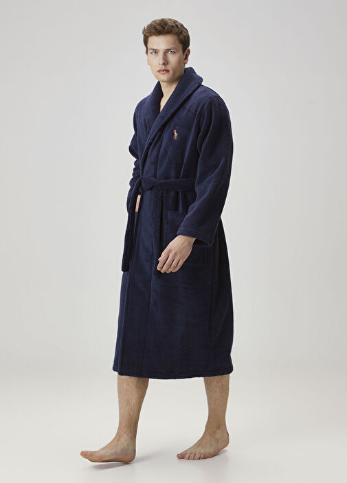 dark blue dressing gown Men's Dressing Gown Bailey Silk Satin Navy