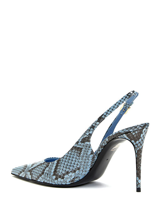 Mavi Desenli Deri Topuklu Ayakkabı - Görsel 4