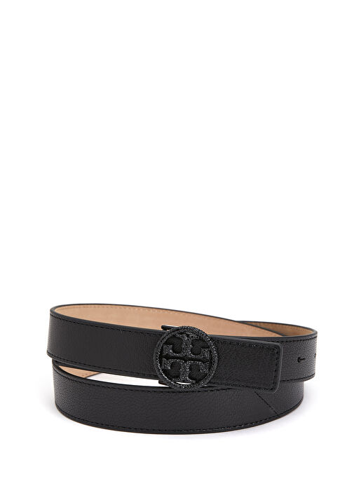 Tory Burch Black Logo Buckled Women's Leather Belt