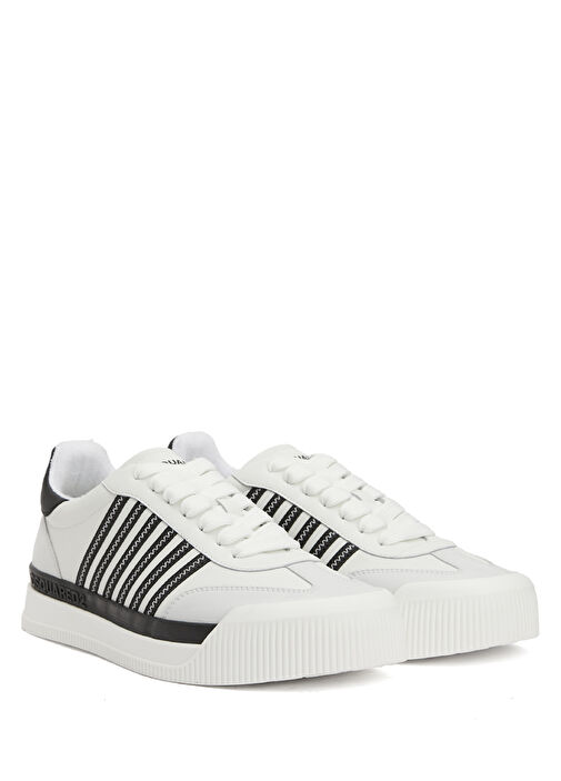 Beyaz Siyah Erkek Deri Sneaker - Görsel 3