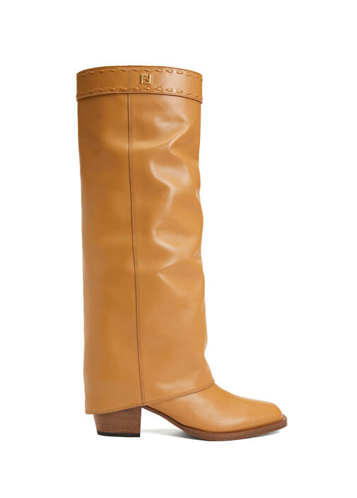 Hardal Logo Detaylı Kadın Deri Çizme - Görsel 2