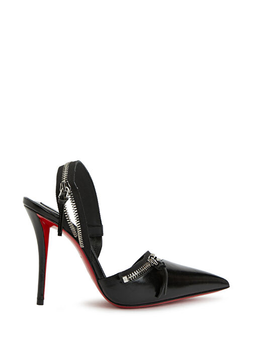 Slingyzip Siyah Deri Topuklu Ayakkabı - Görsel 2