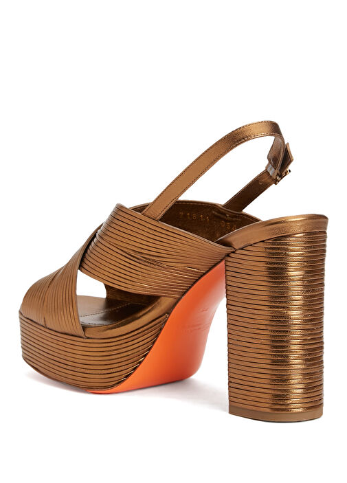 Sand Bronz Kadın Deri Sandalet - Görsel 4