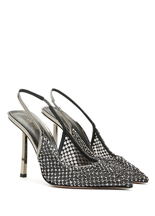 Siyah Mikro Troklu Topuklu Ayakkabı - Görsel 3