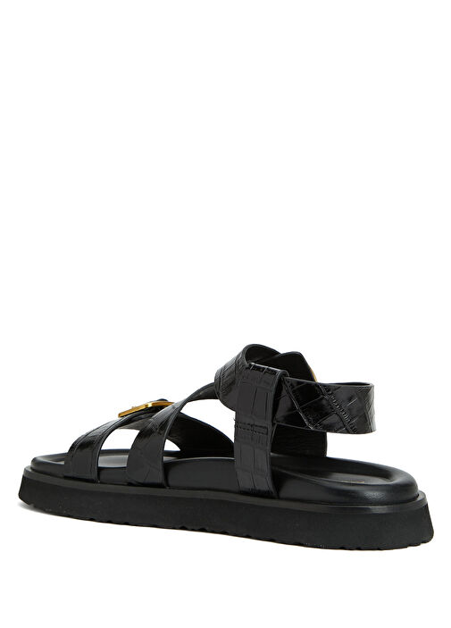 Siyah Kadın Deri Sandalet - Görsel 4