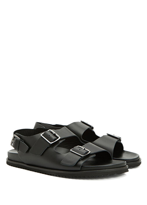 Siyah Erkek Deri Sandalet - Görsel 3