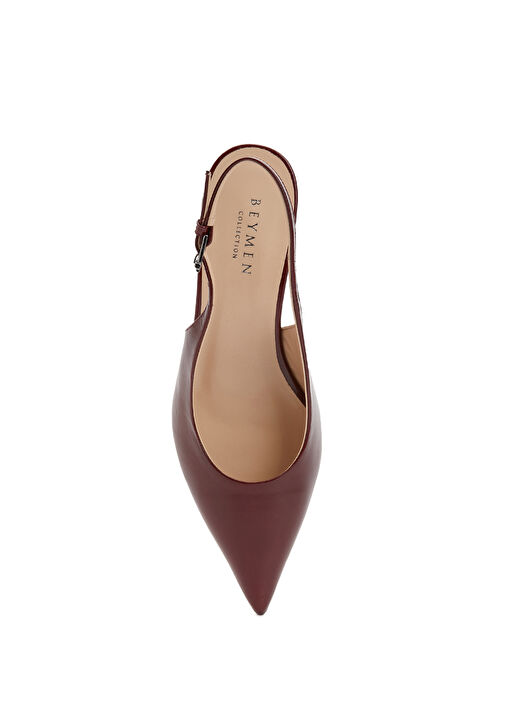 Bordo Deri Topuklu Ayakkabı - Görsel 5