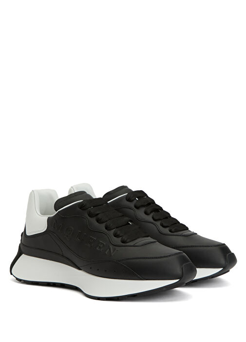 Sprint Runner Siyah Beyaz Erkek Deri Sneaker - Görsel 3