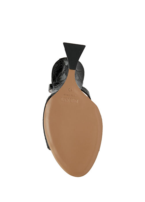 Siyah Krokodil Dokulu Kadın Deri Sandalet - Görsel 6