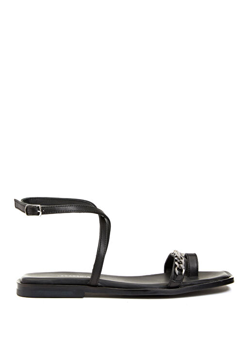 Siyah Kadın Deri Sandalet - Görsel 2