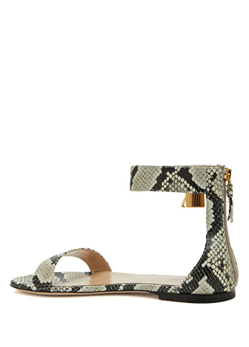 Desenli Kadın Deri Sandalet - Görsel 4