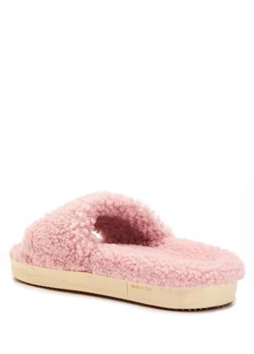 Pembe Logolu Kadın Peluş Terlik - Görsel 4