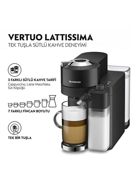 〜5/20 NESPRESSO VERTUO LATTISSIMA Nespresso - Vertuo Latissima Siyah Kahve Makinesi - Siyah