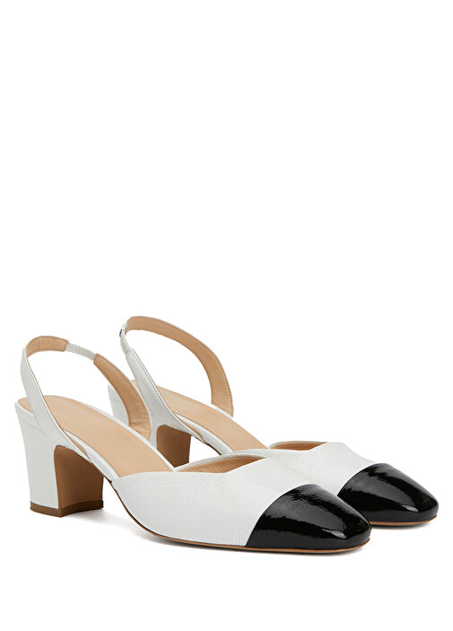 Ekru Deri Topuklu Ayakkabı - Görsel 3