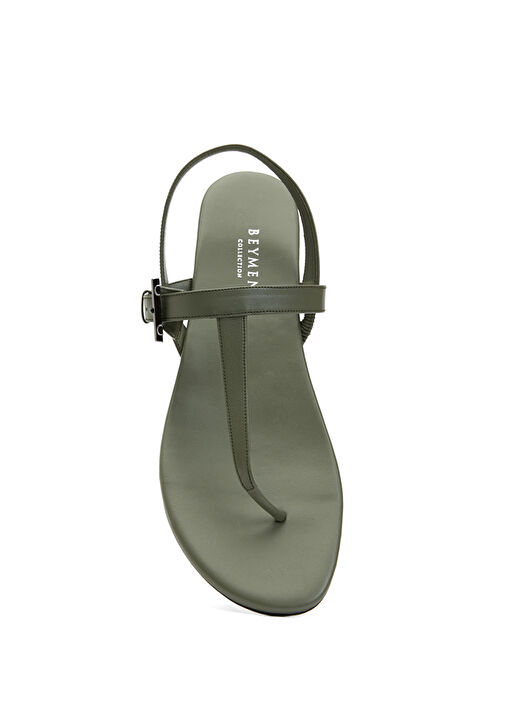 Haki Kadın Deri Sandalet - Görsel 5