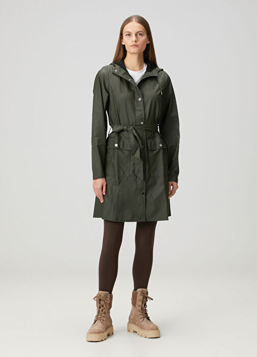 Curve Koyu Yeşil Kapüşonlu Yağmurluk