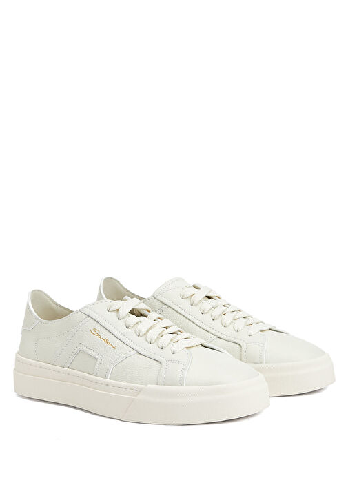 Santoni Beyaz Santoni Deri Erkek Sneaker
