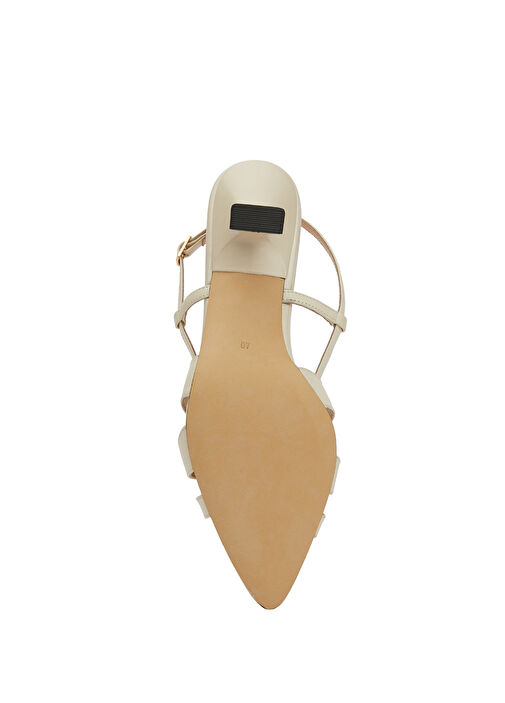 Kırık Beyaz Kadın Deri Sandalet - Görsel 6