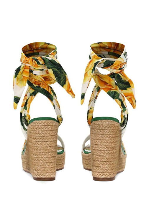 Sarı Çiçek Desenli Kadın Espadril - Görsel 4