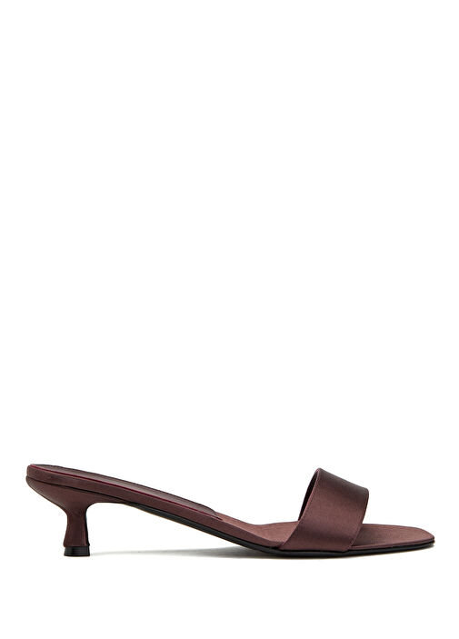 Elys Kahverengi Topuklu Saten Terlik - Görsel 2