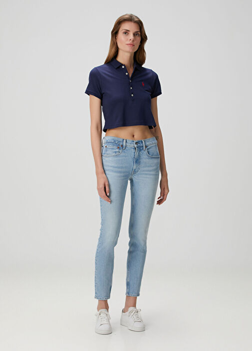 Polo Ralph Lauren - Lacivert Polo Yaka Cropped T-shirt - Lacivert