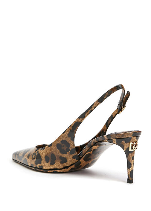 Leopar Desenli Deri Topuklu Ayakkabı - Görsel 4