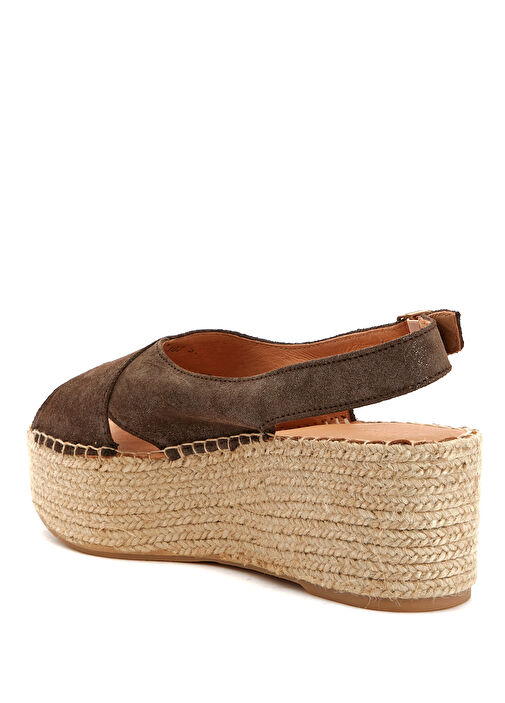 Kahverengi Kadın Deri Espadril - Görsel 4