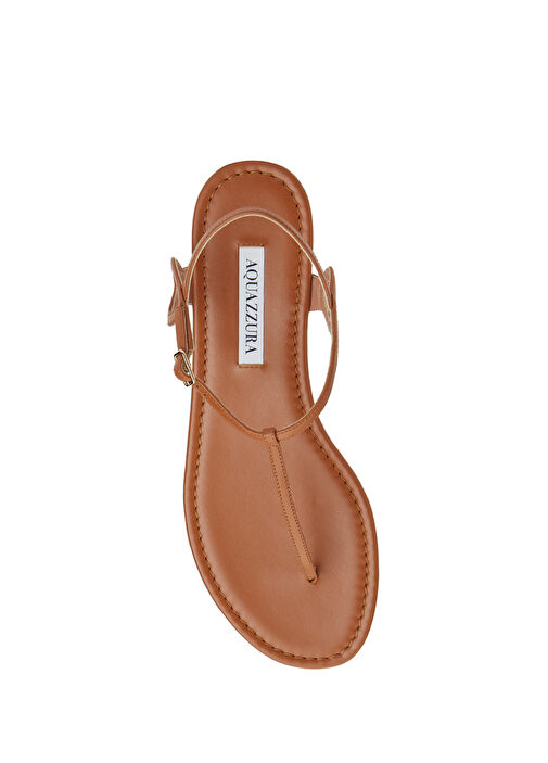 Kahverengi Kadın Deri Sandalet - Görsel 5