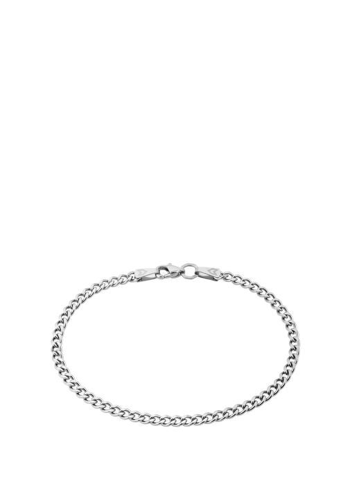 Curb Gümüş Kaplama Çelik Erkek Bileklik