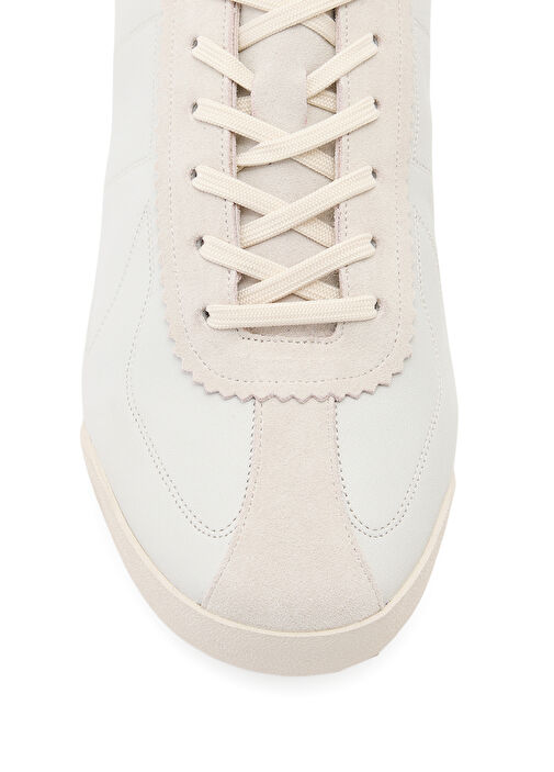 Kırık Beyaz Kadın Deri Sneaker - Görsel 3