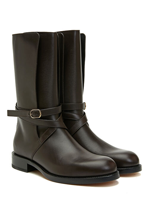 Koyu Kahverengi Kadın Deri Bot - Görsel 3