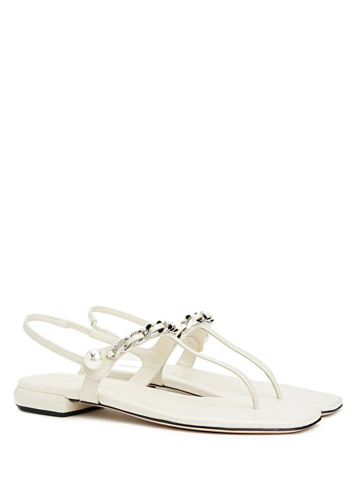 Beyaz Kadın Deri Sandalet - Görsel 3