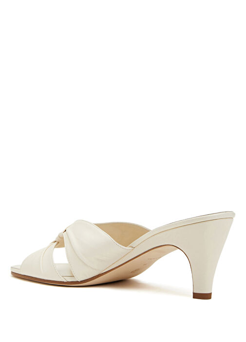 Beyaz Kadın Topuklu Deri Sandalet - Görsel 4