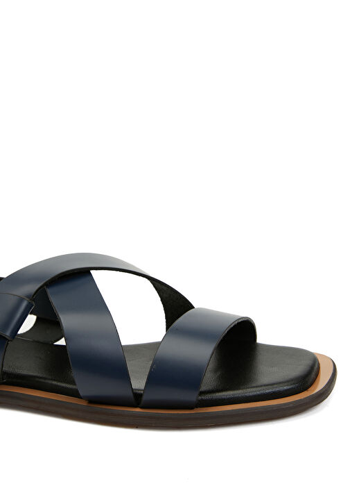 Lacivert Kadın Deri Sandalet - Görsel 7