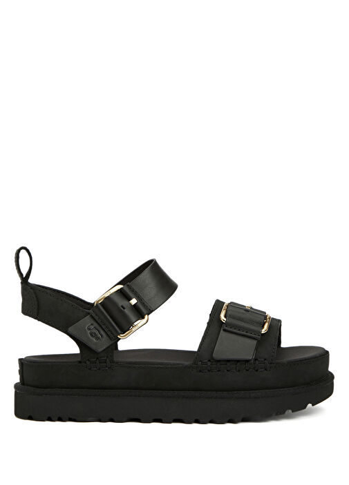 GoldenStar Siyah Kadın Deri Sandalet - Görsel 2