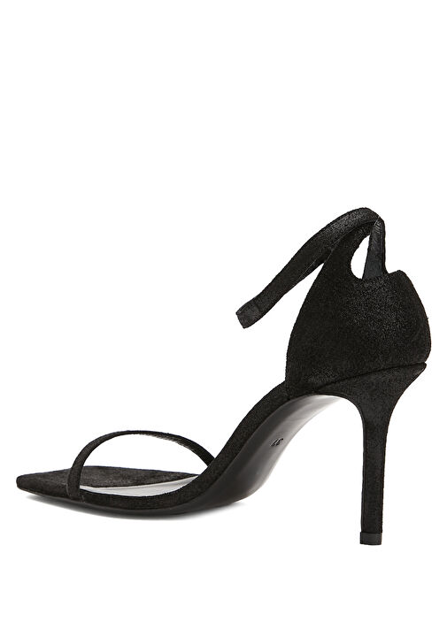 Siyah Kadın Süet Sandalet - Görsel 4