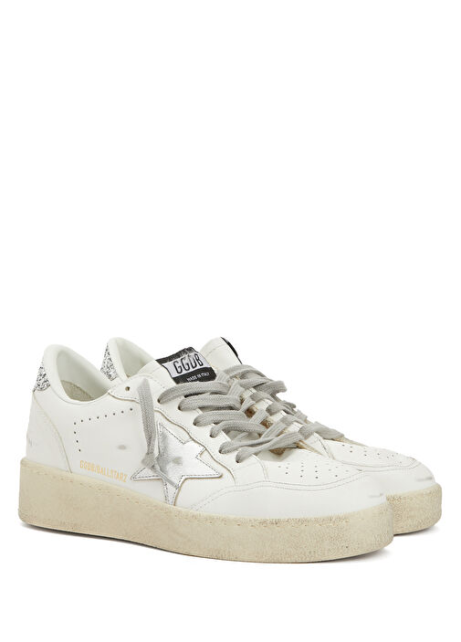 Ball Star Beyaz Silver Kadın Deri Sneaker - Görsel 3