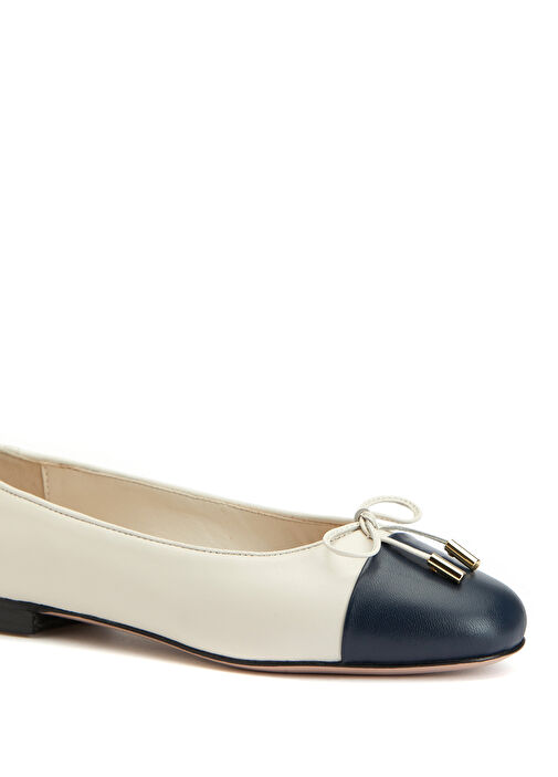 Lacivert Bej Kadın Deri Babet - Görsel 7