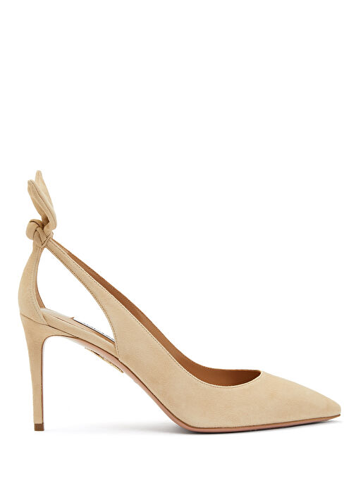 Bow Tie Nude Süet Topuklu Ayakkabı - Görsel 2