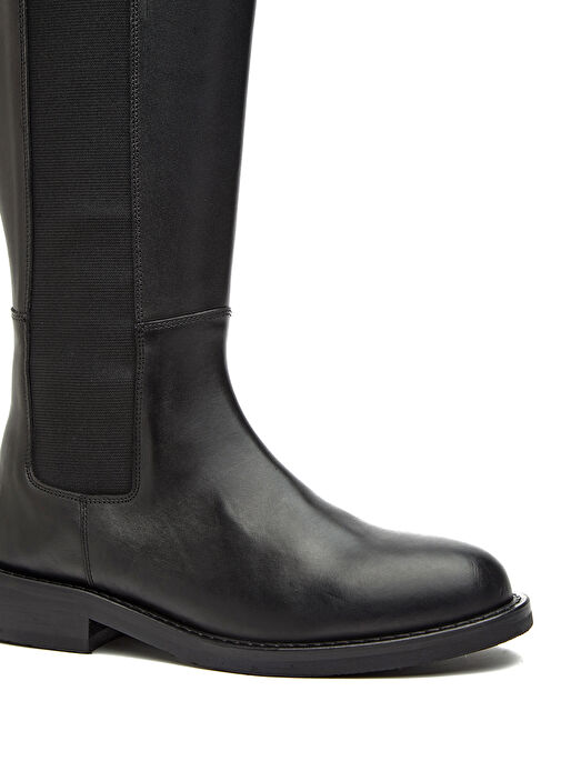 Siyah Fermuarlı Kadın Deri Çizme - Görsel 7