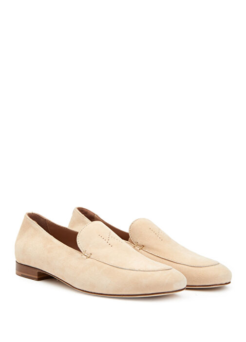 Bej Logolu Kadın Deri Loafer - Görsel 3