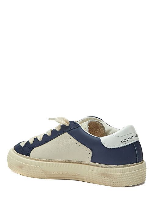 May Beyaz Mavi Çocuk Deri Sneaker - Görsel 4