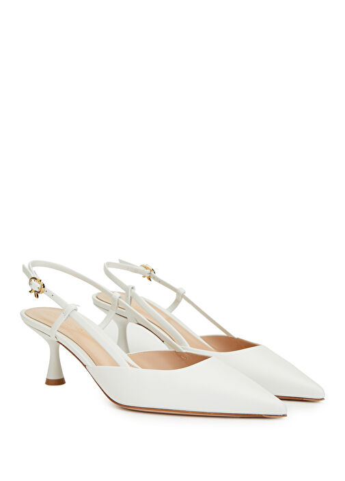 Beyaz Deri Topuklu Ayakkabı - Görsel 3