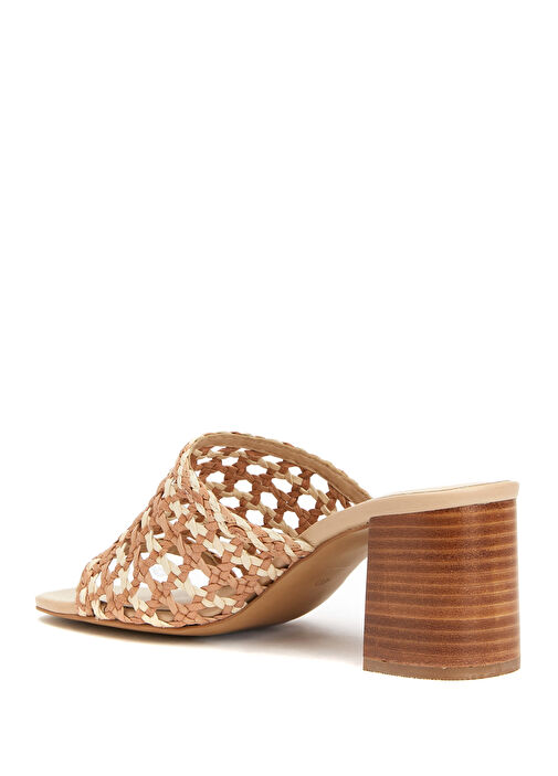 Beyaz Bej Kadın Deri Terlik - Görsel 4