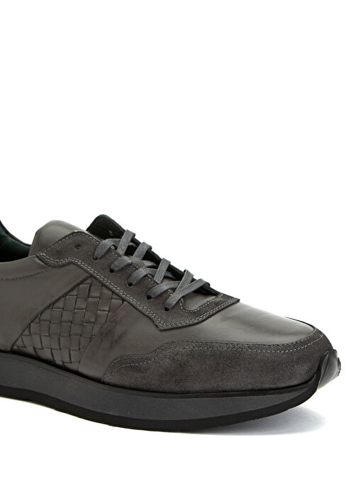 Antrasit Erkek Deri Sneaker - Görsel 7